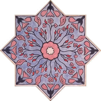 Mosaic House Moroccan tile Alice Star 17-21-1-7 Sky blue Pink White Red  hand painted 